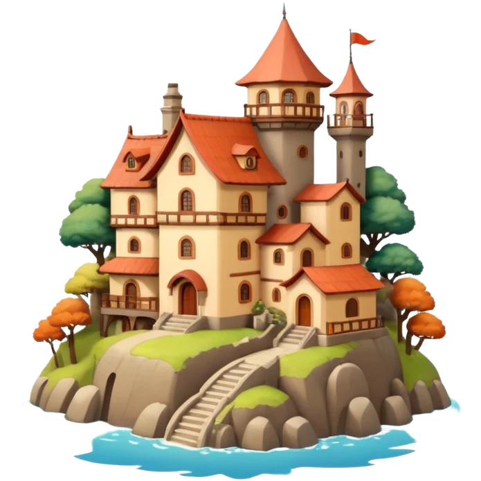 Ghibli-style little city and small home emoji