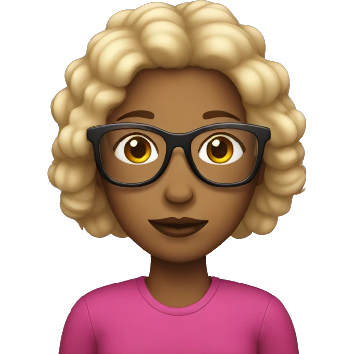 Mujer pelo negro con gafas emoji