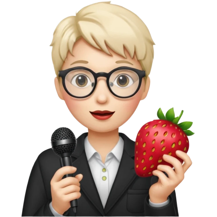 strawberry fruit be hand the mic glasses  emoji