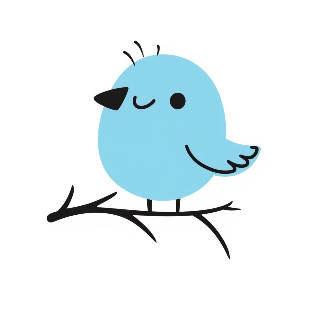blue bird, hand drawn, sketchy, cute emoji