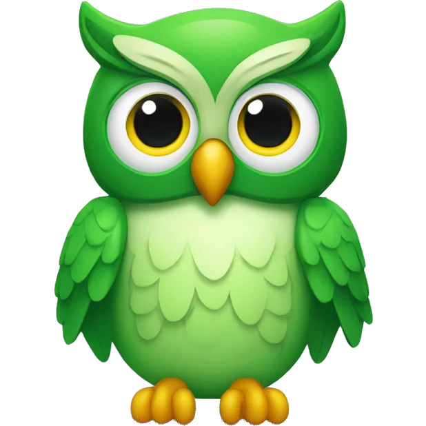Green owl doulingo app emoji
