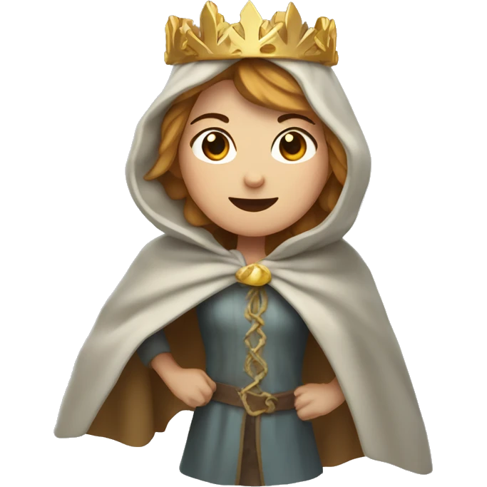 a woman with golden brown hair is running, wearing an Icicle Crown and a Winter Cloak emoji