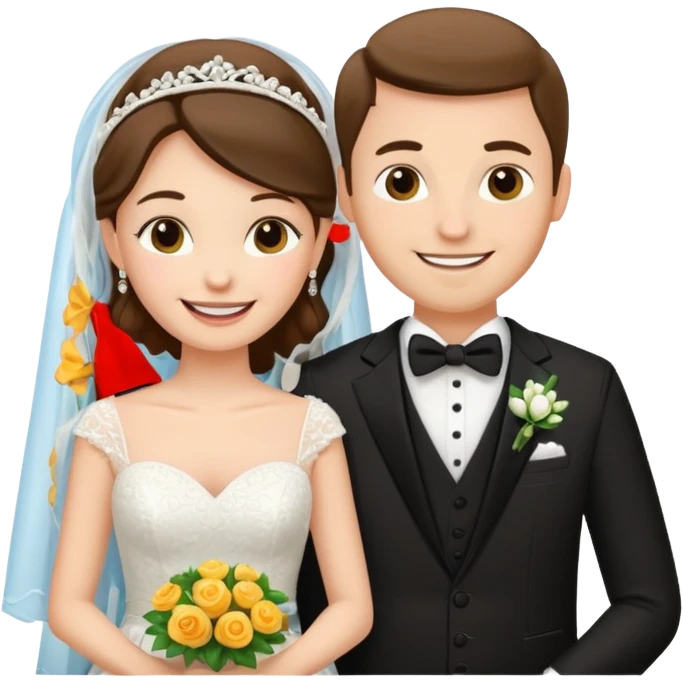 bride and groom in wedding setup emoji