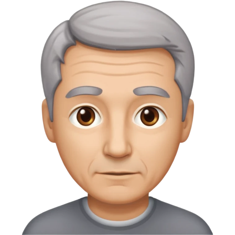 Illustrated emoji of a middle aged man with receding grey hair and brown eyes emoji