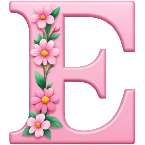 Pink, romantic, flowery, the letter “E” emoji