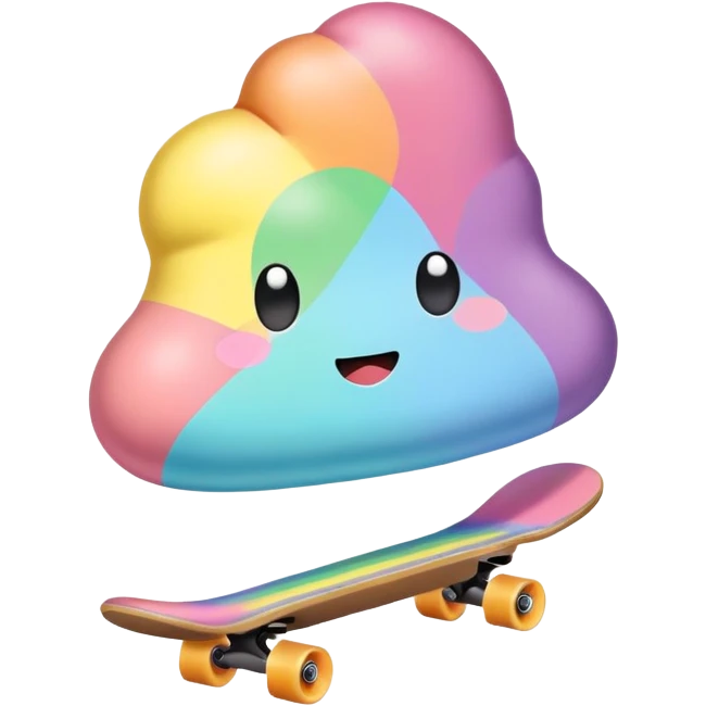  pastel rainbow kawaii Poop skateboarding  emoji