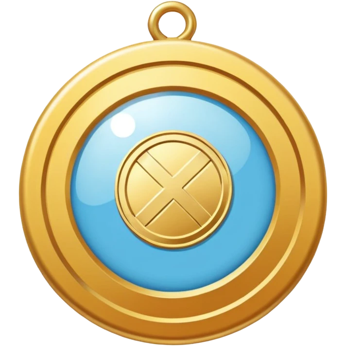 gold medal with bandage and a magnified engraved on it emoji