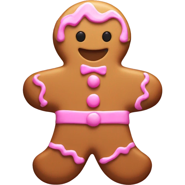 gingerbread cookie with pink frosting emoji