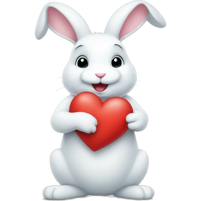 white rabbit hold heart emoji