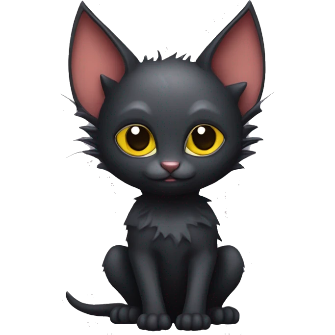 Black-Vampire-Batty-Lykoi-Cat-Fakémon-Cat With Bat-wings for ears emoji