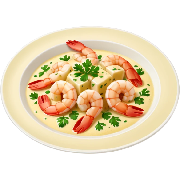 Shrimp scampi Italian dish on a white plate emoji