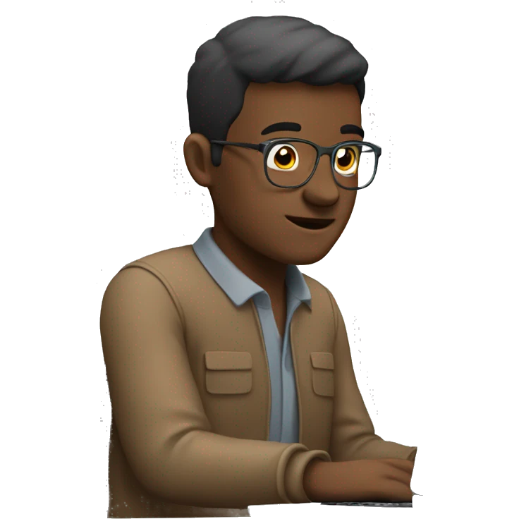  man studying on a computer. emoji