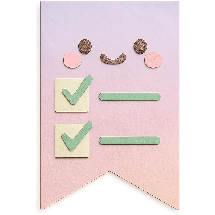 soft pastel kawaii checklist flag in soft pastel gradient emoji