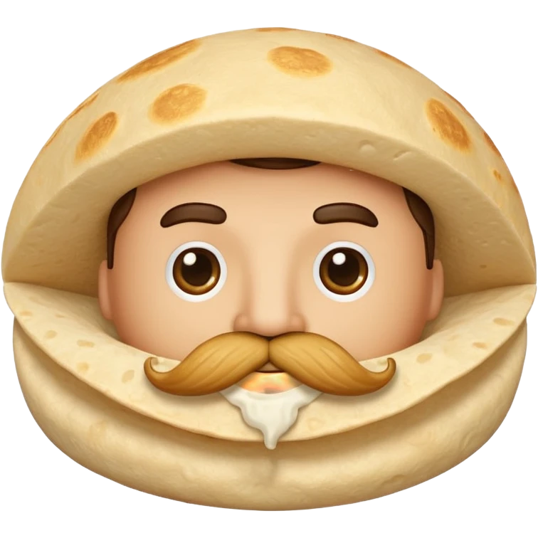 a fresh flour tortilla with a  mustache emoji