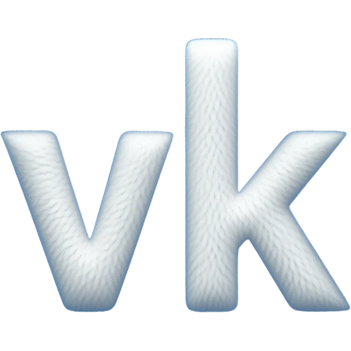 a blue square with rounded corners logo of the "VK" which is made of wool emoji
