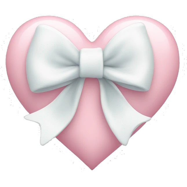Pastel pink heart with white bow emoji