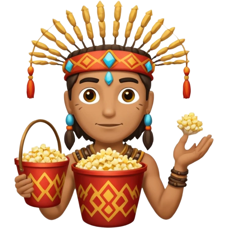 a shaman holding a bucket of popcorn emoji