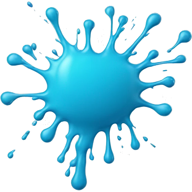 Glowing Cyan blue paint splash splatter drip emoji