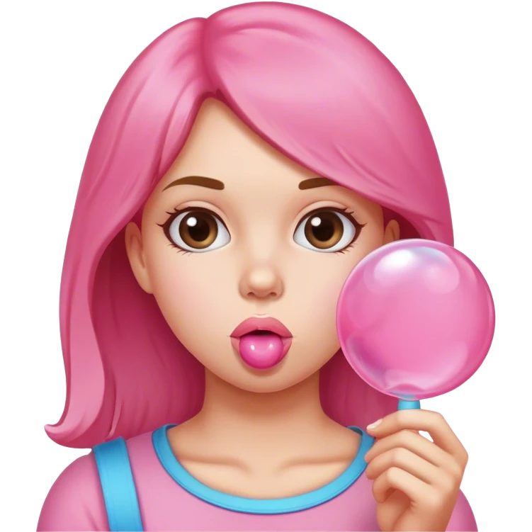 girl blowing bubble gum emoji