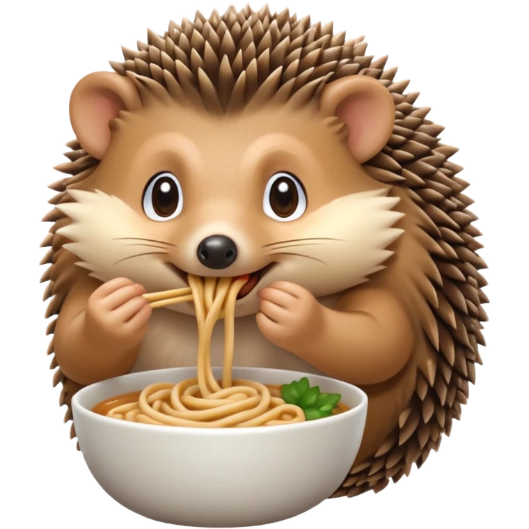 hedgehog eating noodle emoji