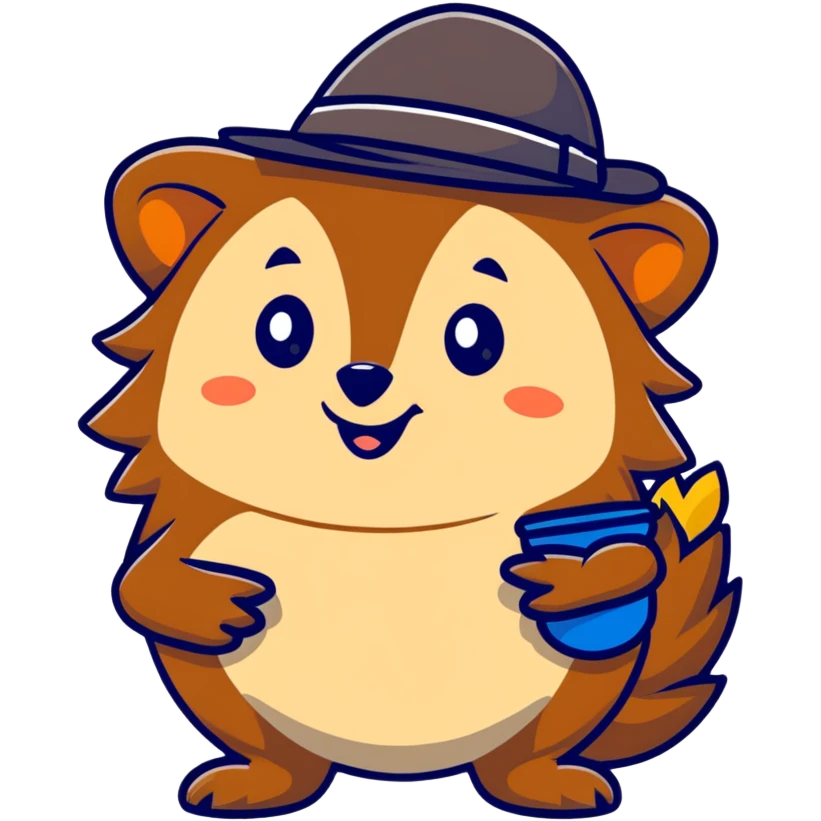 A hedgehog holding a hat in its hand emoji