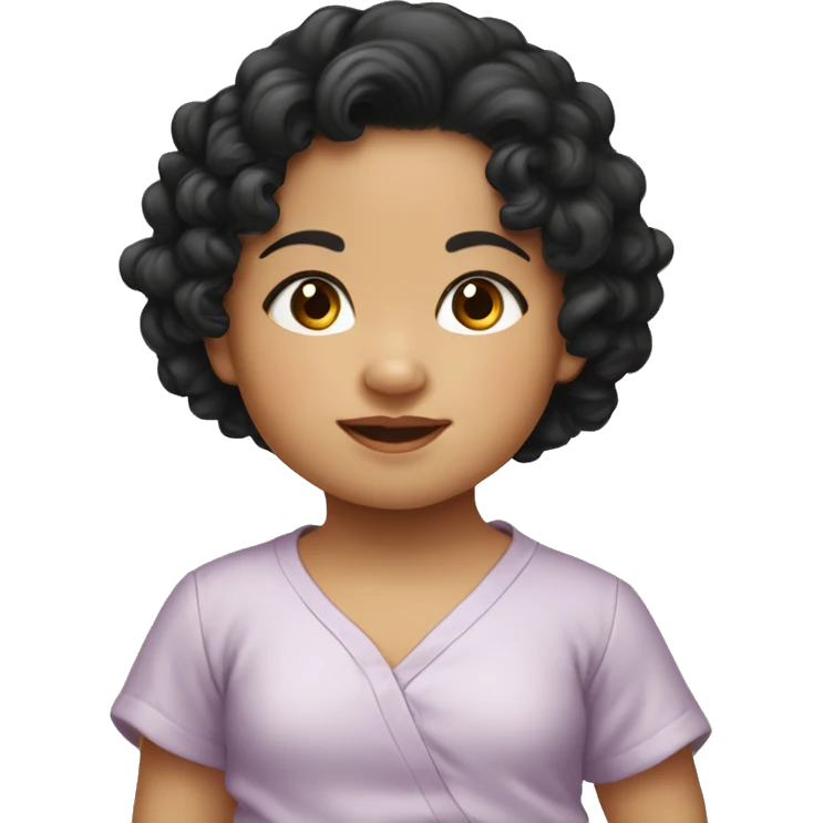 Southeast Asian female infant with black curly hairSou emoji