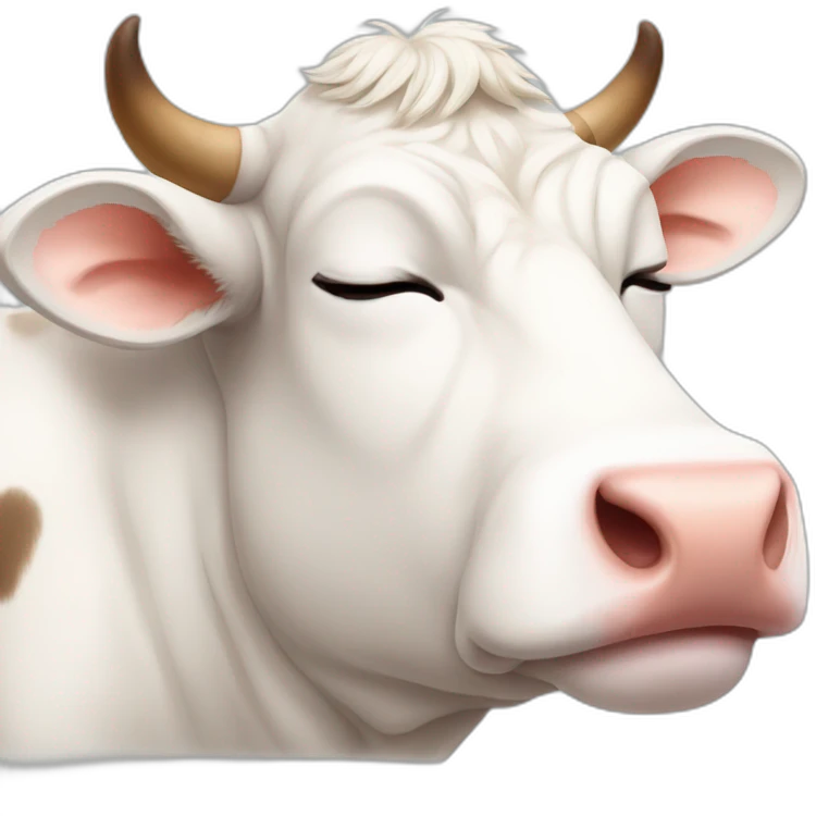 cow that is sleeping with human ears emoji