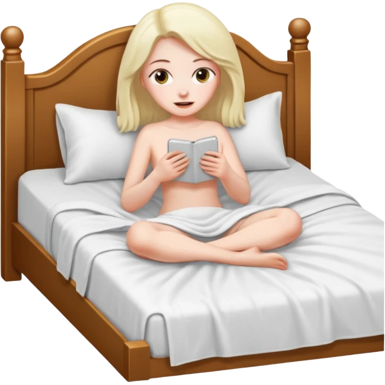 girl is lying down in bed and opening her legs wide emoji