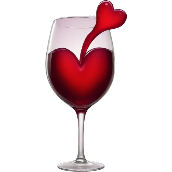 Hearts coming out of wine emoji