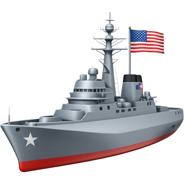 Very realistic American modern warship with little flag emoji