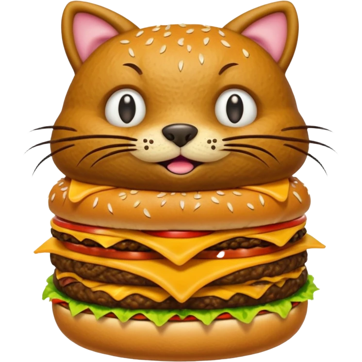 Bottomless bear poop shaped into a cat that eats rats that is also a cheeseburger emoji