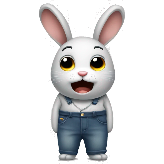an anxious rabbit in pants half body  emoji