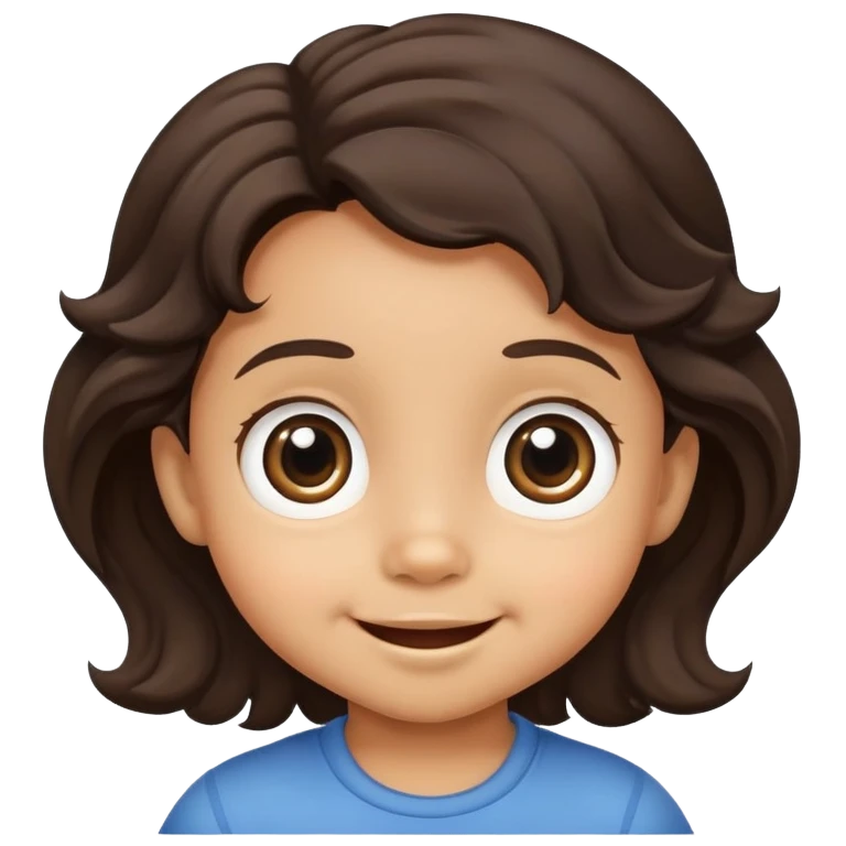 smiling toddler face with big eyes, medium skin tone, and dark wavy hair emoji