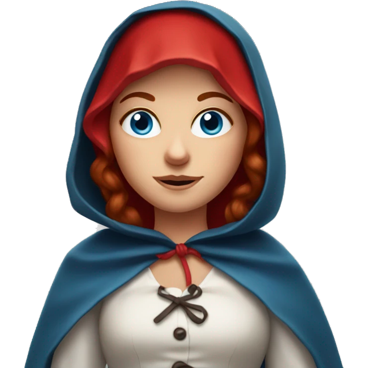 Little Red Riding Hood looks straight, blue eyes and red hair emoji