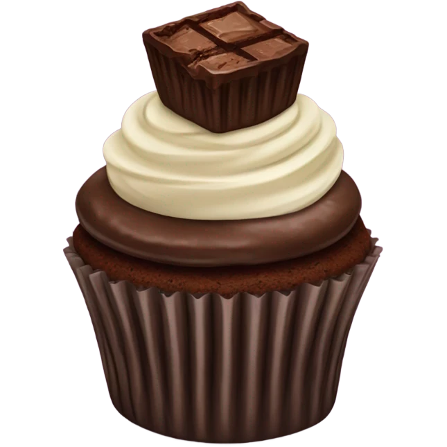 Chocolate cupcake with a brownie on top emoji