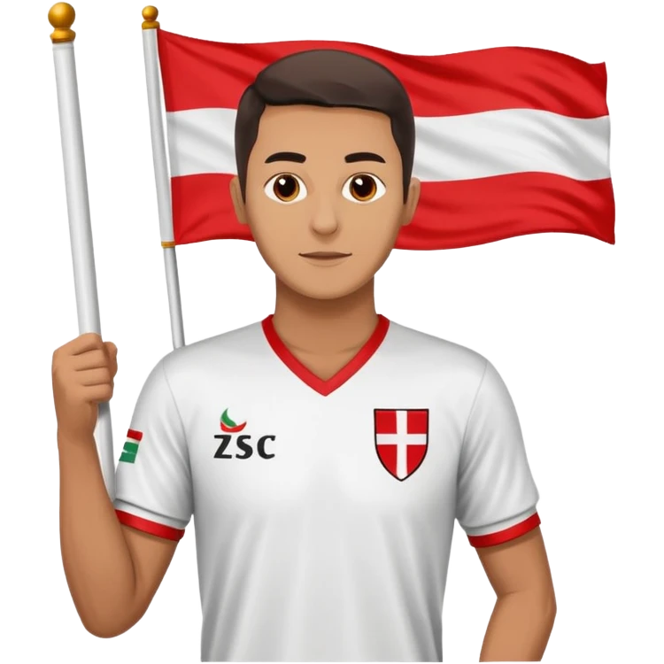 ‏رجل يرفع شعار نادي الزمالك emoji