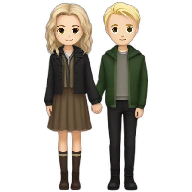 Hermione Granger and Draco Malfoy holding hands emoji