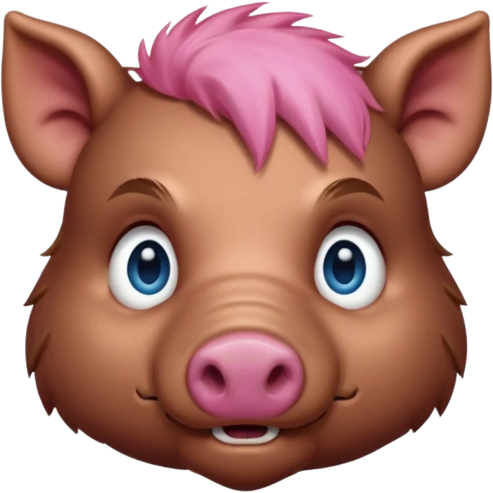 boar face, blue eyes, pink nose emoji