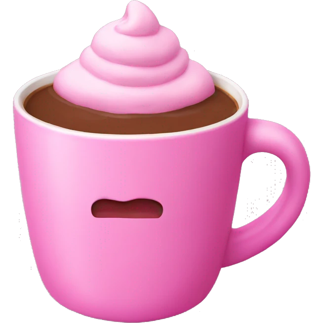 Pink hot chocolate with a pink mug emoji