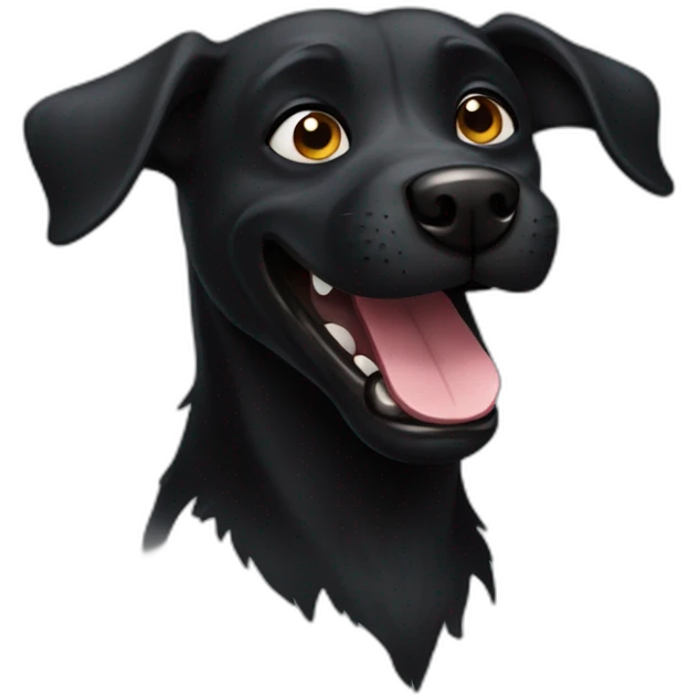 Crazy black dog emoji