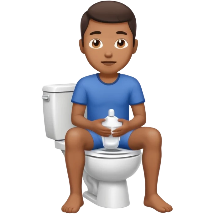 Filipino guy sitting on toilet with bidet emoji