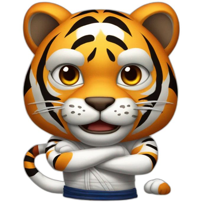 Tiger with evil face   jiu jitsu with his arms crossed emoji