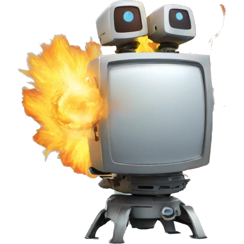 computer burning robot new explosion emoji