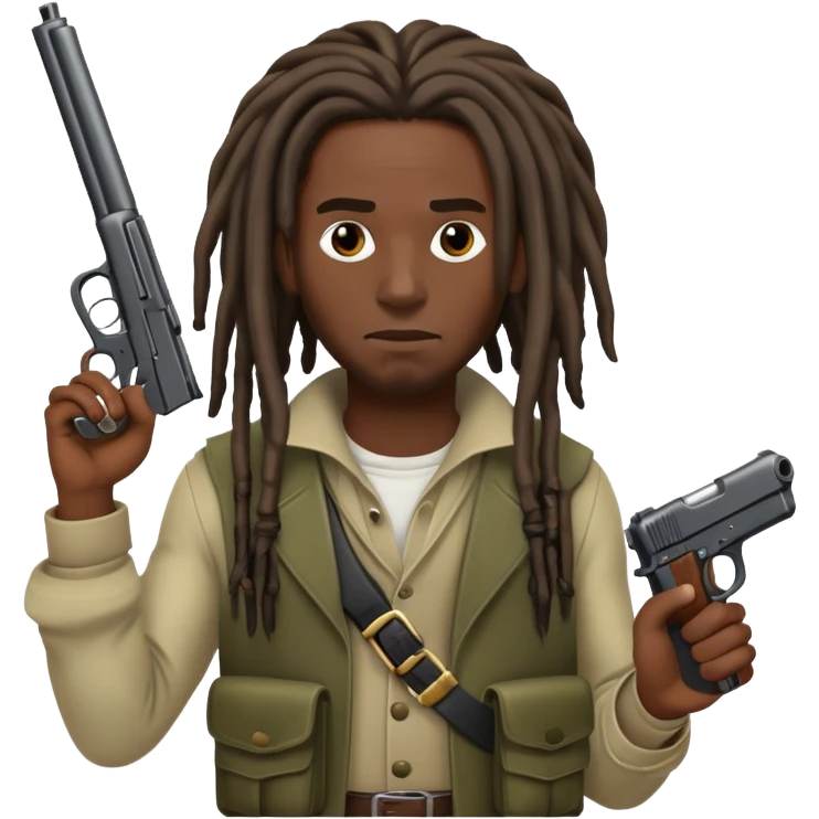 ghetto man with gun and dreads emoji