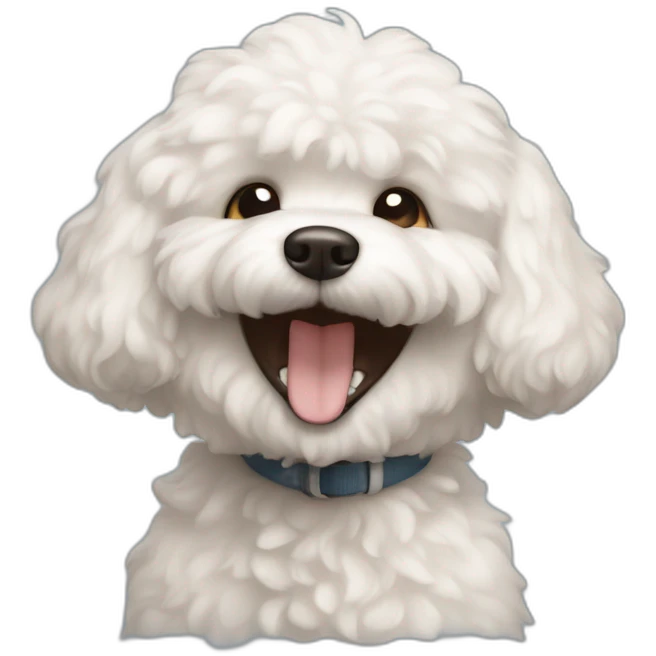 full brown dog bichon laughing emoji