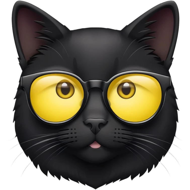 Black cat in yellow glasses emoji
