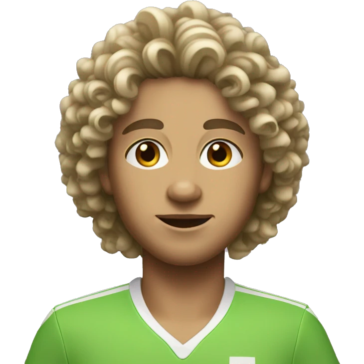White Tennis player with curly wavy hair and slight freckles emoji