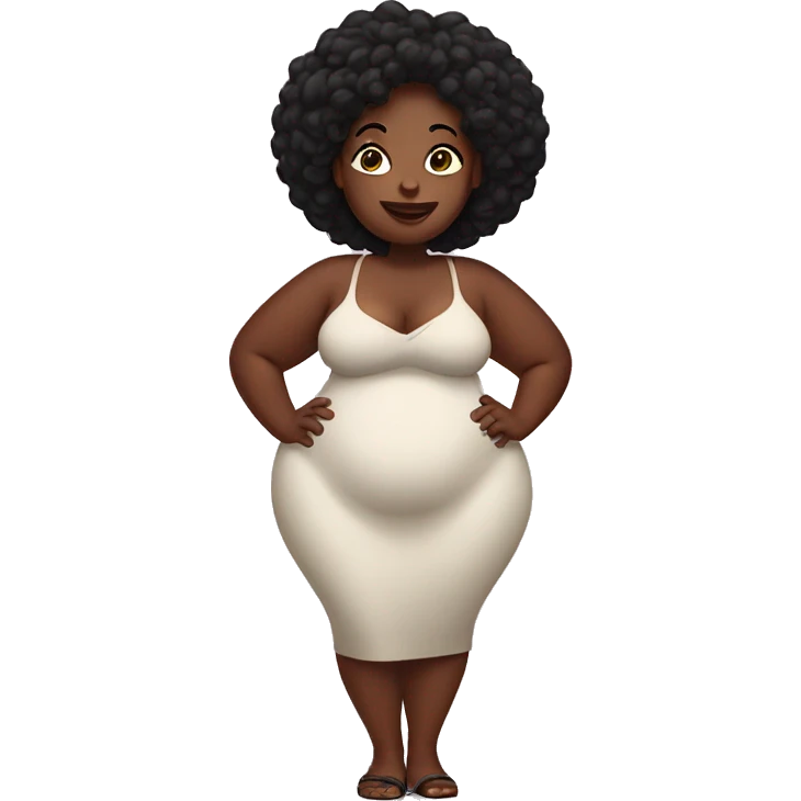 Curvy black woman with a giant belly emoji