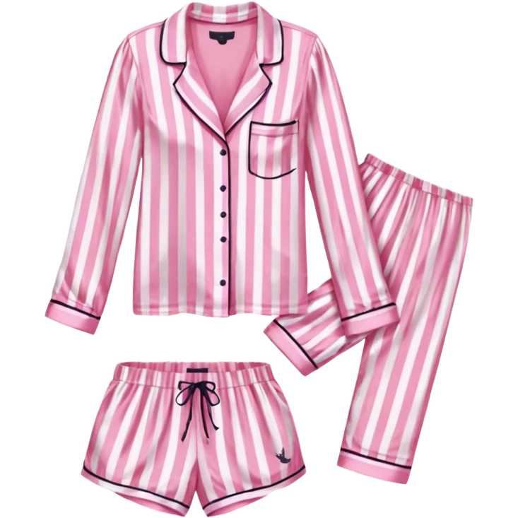 pink and white striped silk victoria’s secret pajama set emoji