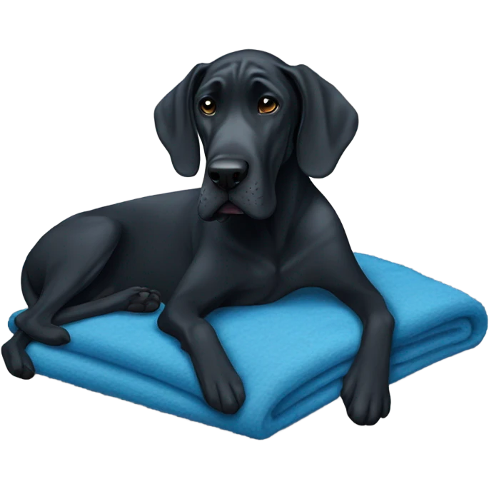 Black Great Dane with a blue blanket  emoji